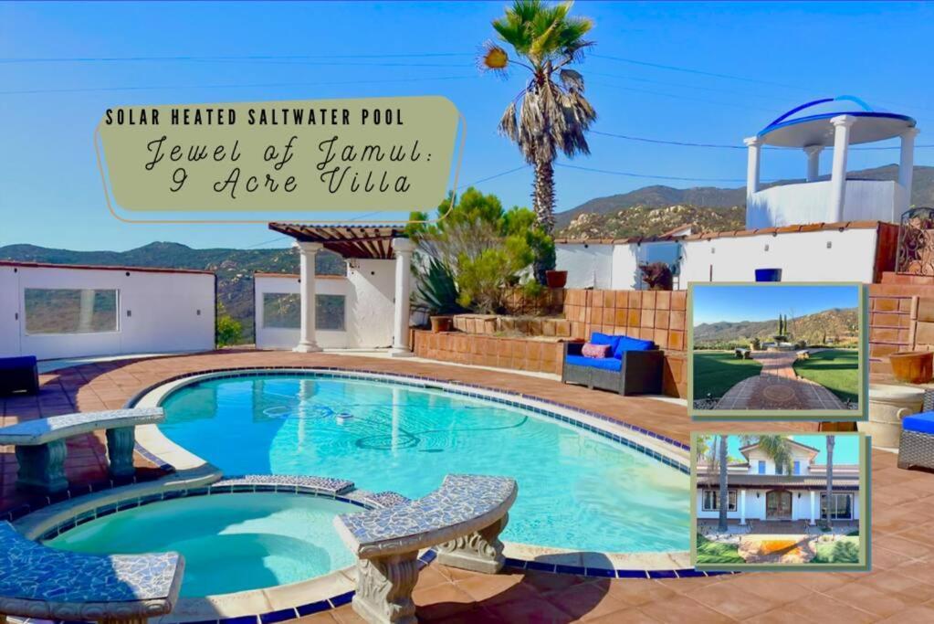 Private Home On 10 Acres - Heated Salt Pool & Jacuzzi, Mountain & City Views, Horseshoes, Basketball, Bbq, Golf Putting, Foosball, Croquet, Bose Stereo, White Cotton Bedding - Hilltop Hacienda, Pool Heat Optional Jamul Bagian luar foto